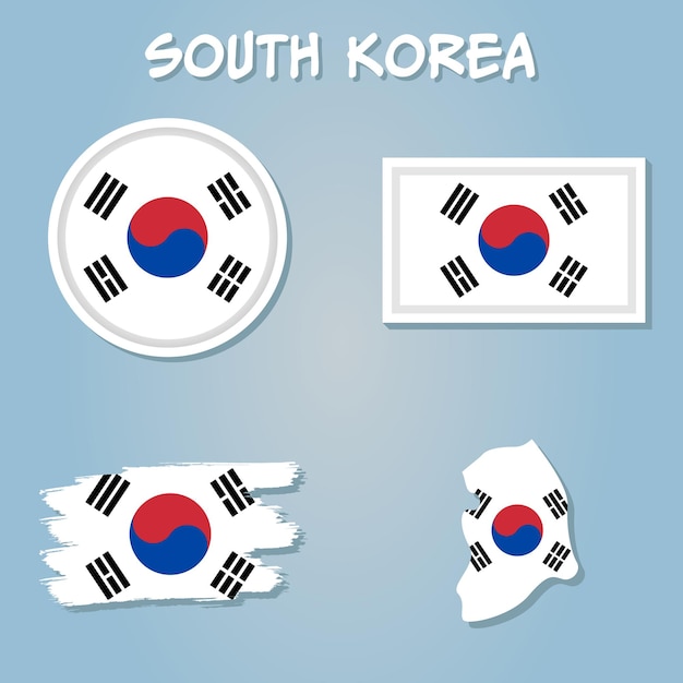 Map of South Korea with the image of the national flag