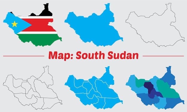 map of south sudan with flag
