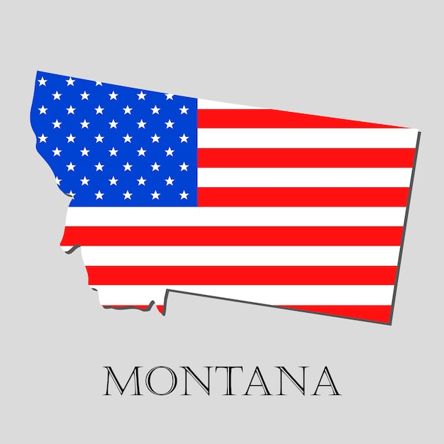 Map of the State of Montana and American flag illustration. America Flag map - vector illustration.