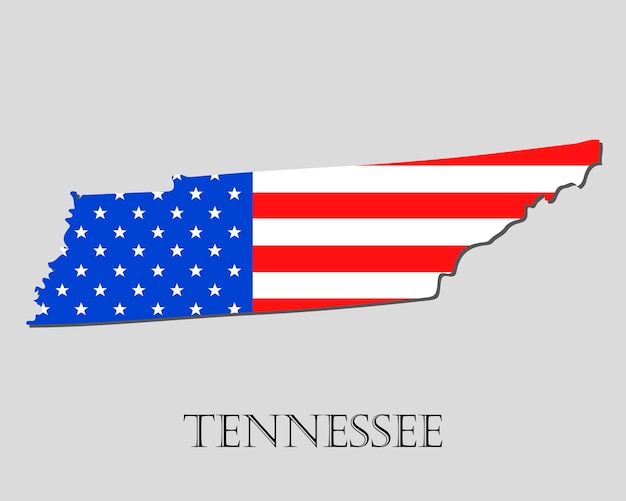 Map of the State of Tennessee and American flag illustration. America Flag map - vector illustration.