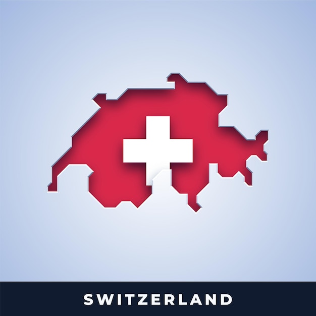 Vector map of switzerland with flag