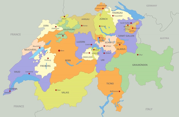 Vector map of switzerland