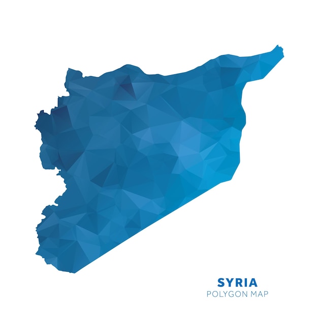 Map of Syria Blue geometric polygon map