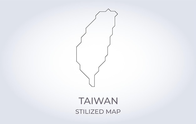 Vector map of taiwan in a stylized minimalist style