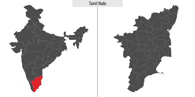 インドのタミル・ナドゥ州の地図