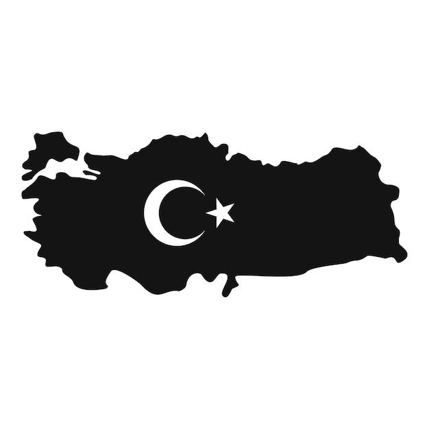 トルコの地図と国旗のシンボル ウェブ用のベクトルアイコンのシンプルなイラスト