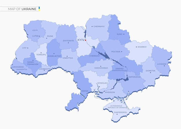 Vector map of ukraine the map shows cities and their regions