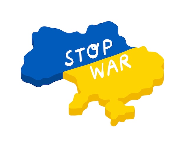 Vector map of ukraine stop war pray for ukraine peace for ukraine