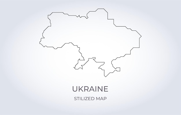 Vector map of ukraine in a stylized minimalist style