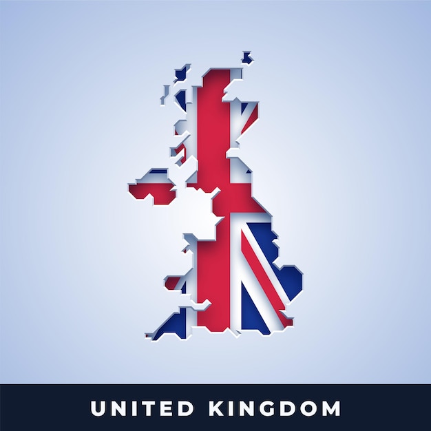 Map of united kingdom with flag