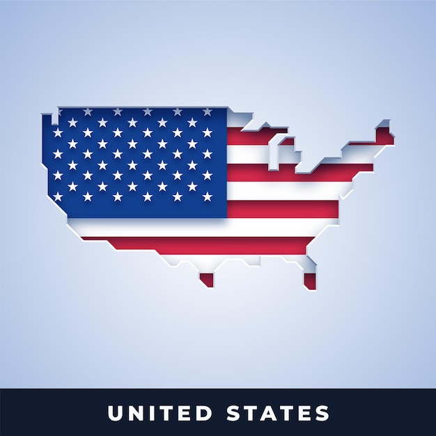 Map of United States of America with flag