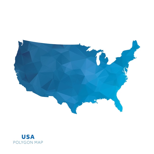 Map of United States Blue geometric polygon map