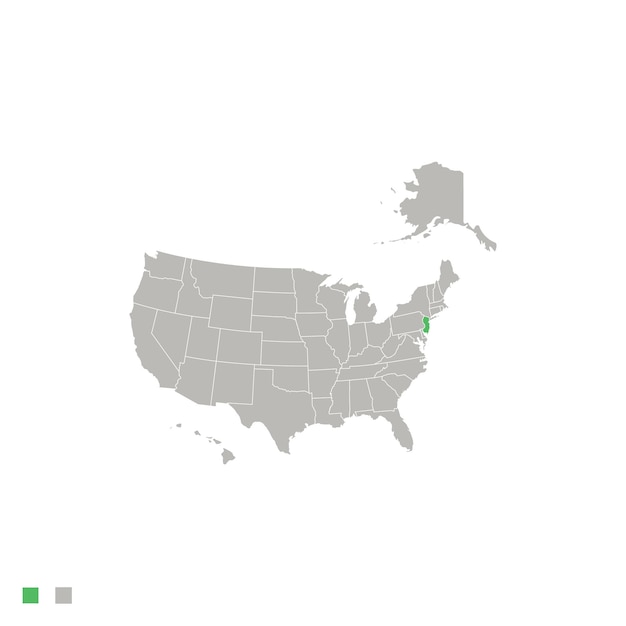 뉴저지가 강조 표시된 미국 지도