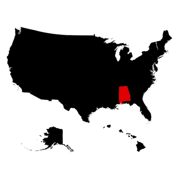 Map of the US state of Alabama