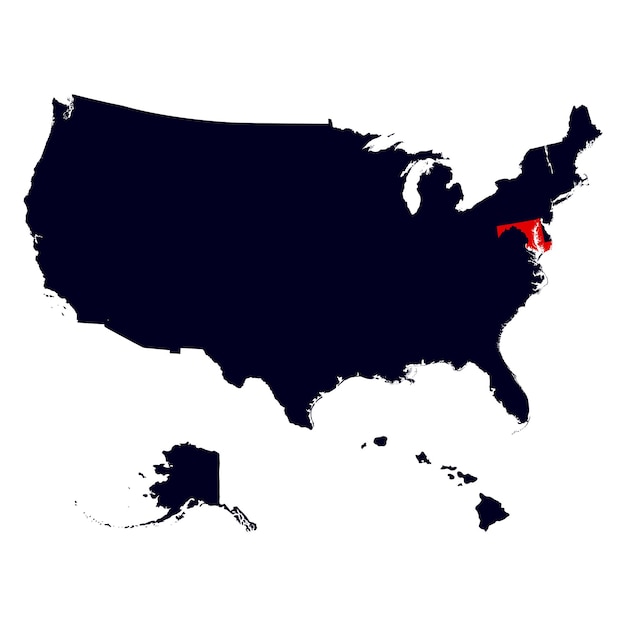 Mappa dello stato americano del maryland