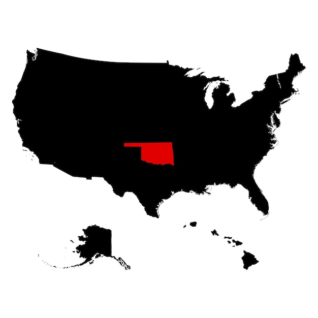 Map of the US state of Oklahoma