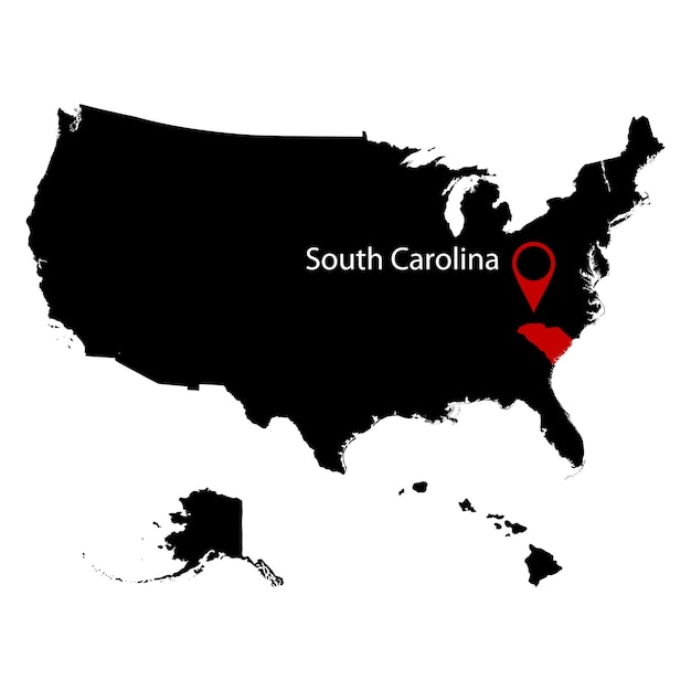 Map of the us state of south carolina on a white background