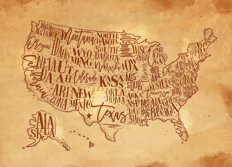Vector map usa vintage craft
