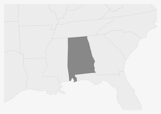 Vector map of usa with highlighted alabama state map