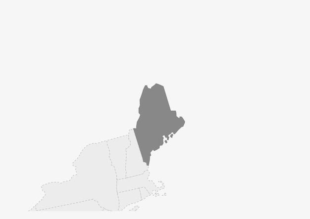 Map of USA with highlighted Maine state map