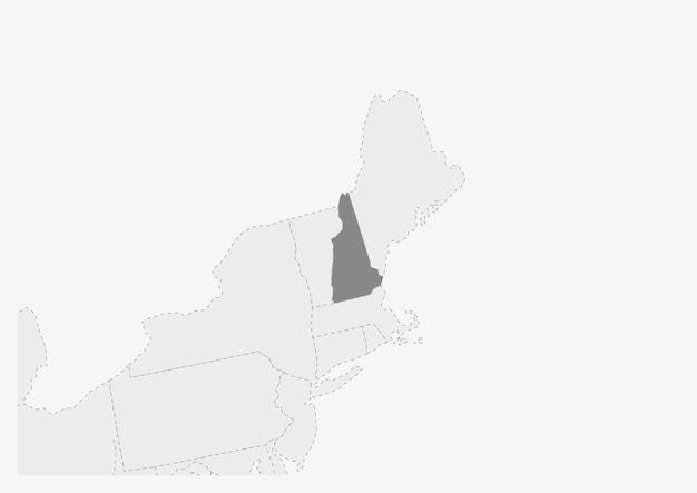 Map of USA with highlighted New Hampshire state map