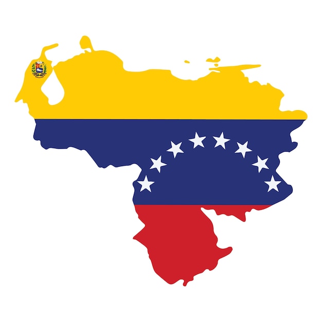 A map of venezuela with the flag of venezuela.