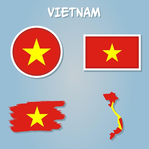 Map of vietnam with flag isolated on blue background