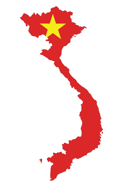 Mappa del vietnam con la bandiera del vietnam