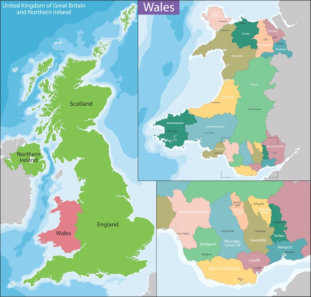 Vector map of wales