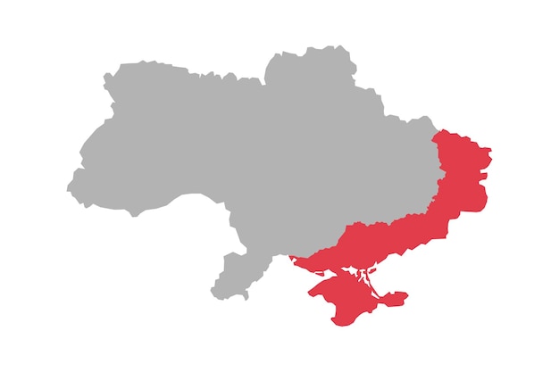 Vettore mappa della guerra in ucraina aggressione della russia e annessione dei territori del paese illustrazione del vettore politico