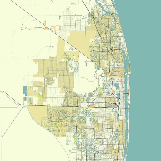 Vector map of west palm beach florida usa