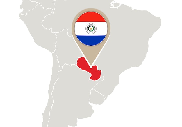 Map with highlighted paraguay map and flag