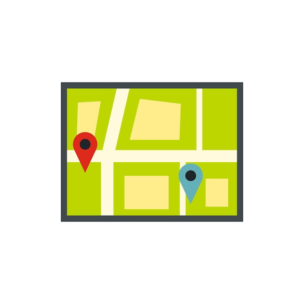 map with pin pointers icon in flat style on a white background