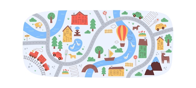 Vector map with road and river background