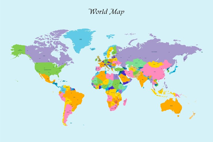 Vector a map of the world labeled with different countries