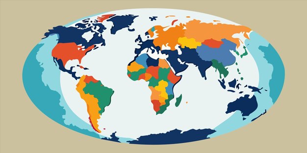 Vettore una mappa del mondo con il nome del mondo su di essa