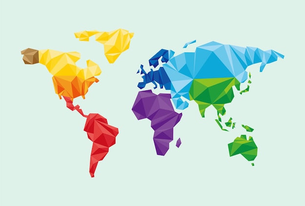 Vector a map of the world with rainbow colors on it