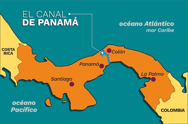 Mappa di panama e canale su