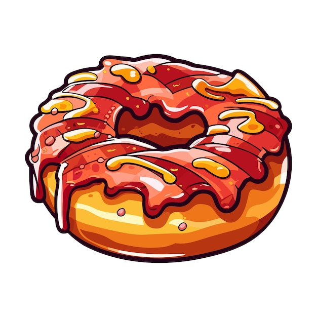 Maple bacon donut clip art illustration