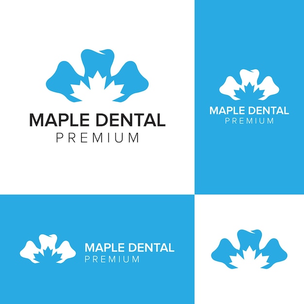 Maple dental negative space logo icon vector template