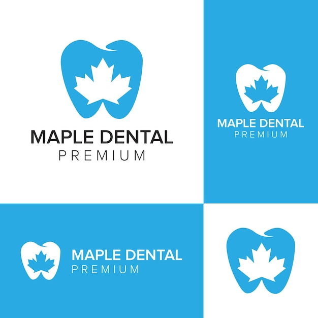 Maple dental negative space logo icon vector template
