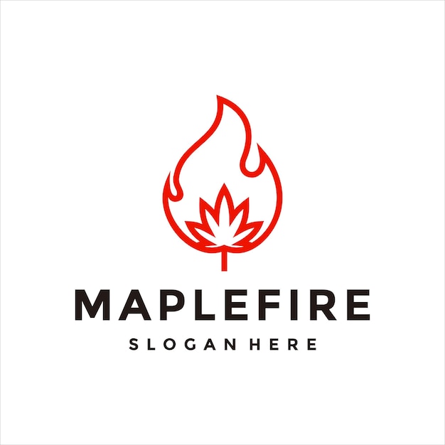メープルと火のビジネスのロゴのデザインのベクトル