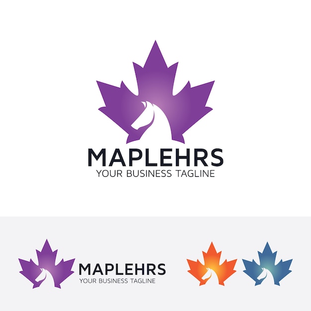 Vector maple leaf and horse logo template