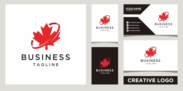 Maple leaf logo design vector template with business card design