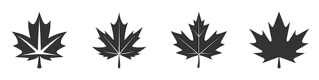 Maple leaf silhouette set Vector illustration