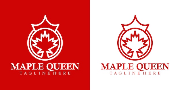 Maple queen logo maple leaf in monoline style