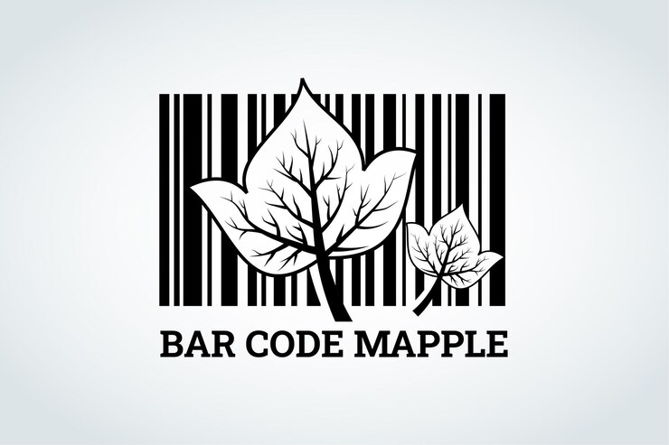 Vector mapple barcode logo design template black and white colors modern technology concept