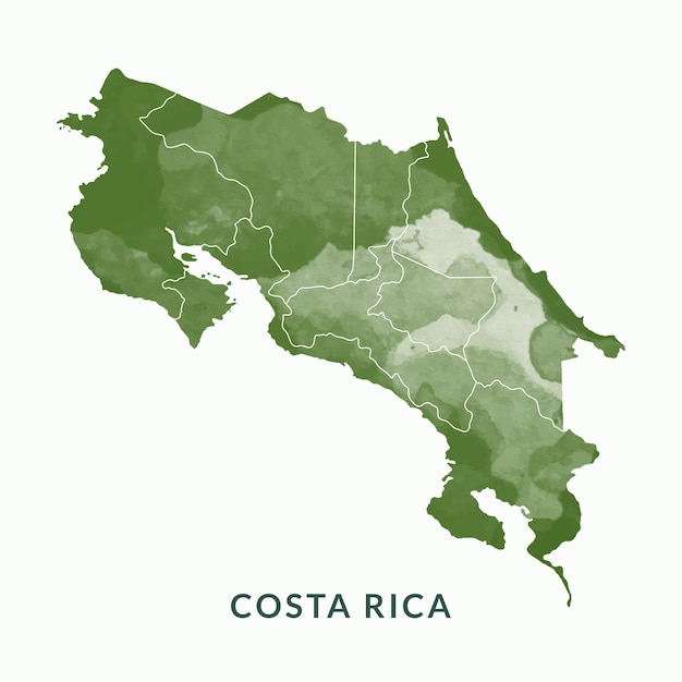 Maps of Costa Rica watercolour style vector Illustration