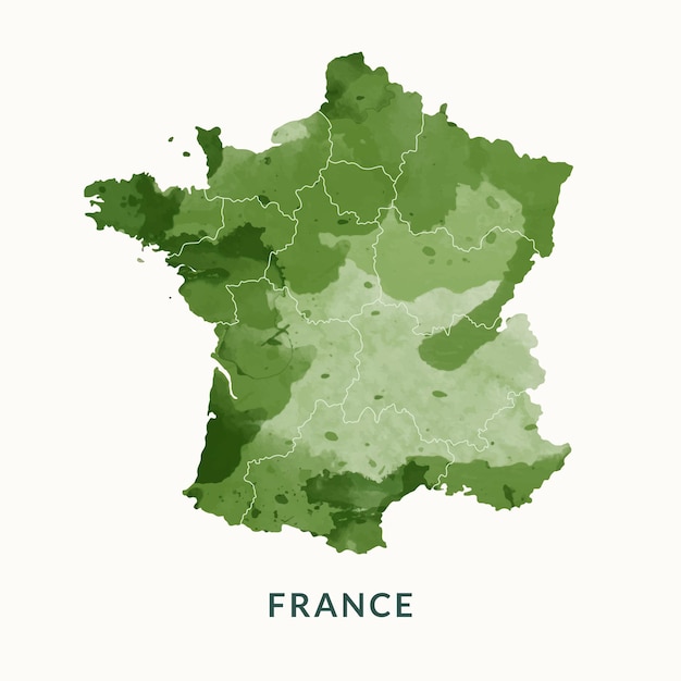 Maps of france watercolour style vector illustration