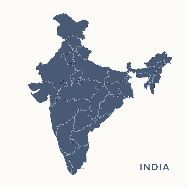 インドの地図シルエットスタイルベクトル図